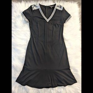 Karl Lagerfeld short sleeve black dress with lace, excellent condition, size 4